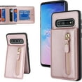 thumbnail image 1 of Samsung Galaxy S10 Case with Card Holder for Women, Samsung Galaxy S10 Phone Case Wallet with Credit Card with Ring Kickstand Zipper Shockproof Slim Stand Case - Rose Gold, 1 of 14