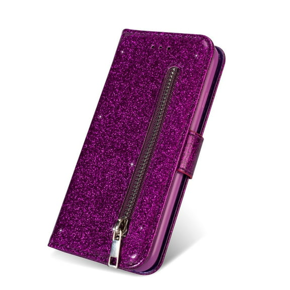 Samsung Galaxy S10+ Case, Dteck Bling Glitter PU Leather Zipper Wallet Case Cover With Hand Strap For Galaxy S10 Plus, Purple