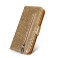 thumbnail image 1 of Samsung Galaxy S10 Case, Dteck Bling Glitter PU Leather Zipper Wallet Case Cover With Hand Strap,Gold, 1 of 5