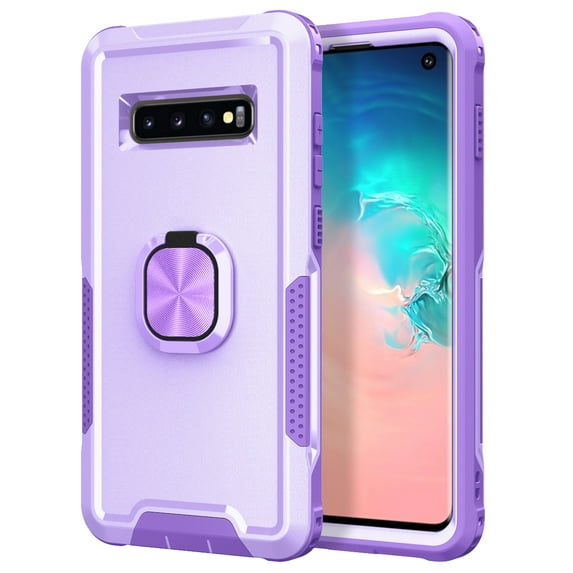 Samsung Galaxy S10 Case, Dteck Hybrid Rugged Shockproof Case with Ring Holder Kickstand, Compatible with Magnet Car Mount, Support Wireless Charging For Samsung Galaxy S10,Purple