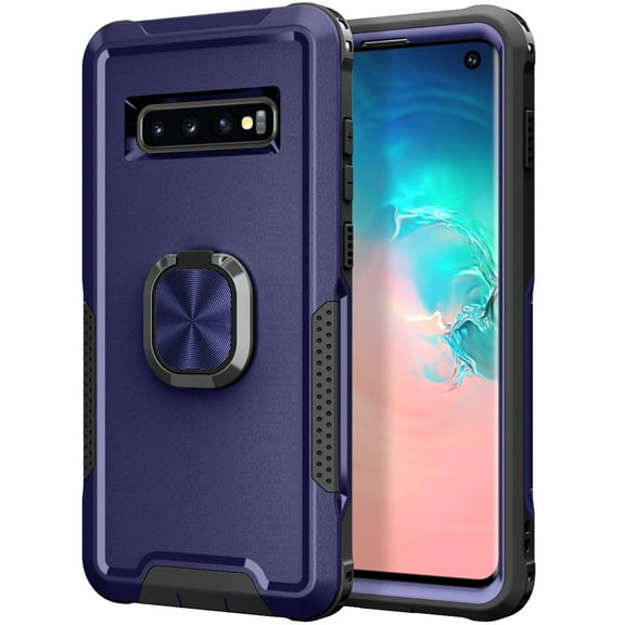Samsung Galaxy S10 Case, Dteck Hybrid Rugged Shockproof Case with Ring Holder Kickstand, Compatible with Magnet Car Mount, Support Wireless Charging For Samsung Galaxy S10, Blue