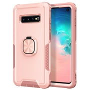 Samsung Galaxy S10 Case, Dteck Hybrid Rugged Shockproof Case with Ring Holder Kickstand, Compatible with Magnet Car Mount, Support Wireless Charging For Samsung Galaxy S10,Rosegold