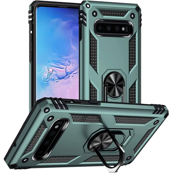 for Samsung Galaxy S10 Case, Galaxy S10 Case, [Military Grade 16ft. Drop Tested] Ring Shockproof Protective Phone Case for Samsung Galaxy S10,Dark Green