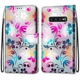 thumbnail image 1 of For Samsung Galaxy S10 Case, Mantto Magnetic PU Leather Phone Case With Hand Rope Strap Cute Pattern Painted Flip Credit/ ID Card Wallet Slots Stand, Gradient Flower, 1 of 8