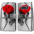 thumbnail image 1 of For Samsung Galaxy S10 Case, Mantto Magnetic PU Leather Phone Case With Hand Rope Strap Cute Pattern Painted Flip Credit/ ID Card Wallet Slots Stand, Rose, 1 of 8
