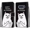 thumbnail image 1 of For Samsung Galaxy S10 Case, Mantto Magnetic PU Leather Phone Case With Hand Rope Strap Cute Pattern Painted Flip Credit/ ID Card Wallet Slots Stand, White Cat, 1 of 8