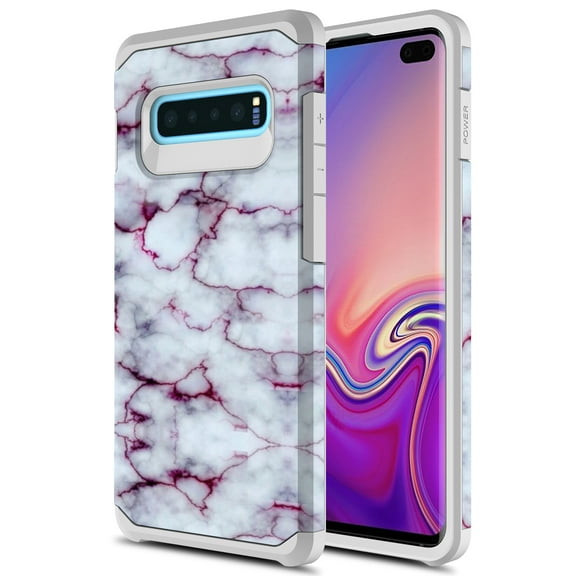 Samsung Galaxy S10 Case, Rosebono Slim Hybrid Shockproof Hard Cover Graphic Fashion Colorful Skin Cover Armor Case For Samsung Galaxy S10 (Purple Marble)