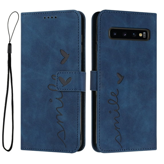 for Samsung Galaxy S10+ Case Wallet, Pattern Kickstand Wrist Strap Card Holder Slots TPU Interior Protective PU Leather Folio Flip Cover for Samsung Galaxy S10 Plus Case,Blue