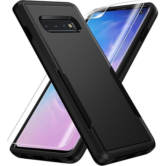 for Samsung Galaxy S10 Case,with HD Screen Protector [Military Grade Drop Tested] Heavy-Duty Tough Rugged Shockproof Protective Case for Samsung S10, Black