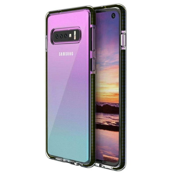 Samsung Galaxy S10 Full Body Clear TPU Bumper Shockproof Protective Hybrid Case Cover Black