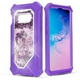 thumbnail image 1 of for Samsung Galaxy S10 HD Glass and Full Protection Hard TPU Liquid Glitter Bling Sparkling Cute Woman Girl Case Phone Case PU Shock Bumper Scratch Guard Skin Wrap Slim Cover (Purple), 1 of 4