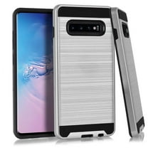 Samsung Galaxy S10 Phone Case, 2-Piece Style Hybrid Shockproof Hard Case Cover with Hybird Shockproof- Silver