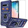 thumbnail image 1 of for Samsung Galaxy S10 Plus Case with HD Screen Protector, Build in 360° Rotating Ring Kickstand [Military Grade] Protective Case for Galaxy S10 Plus, Blue, 1 of 13