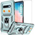 thumbnail image 1 of for Samsung Galaxy S10 Plus Case with HD Screen Protector, Build in 360° Rotating Ring Kickstand [Military Grade] Protective Case for Galaxy S10 Plus, Green, 1 of 13