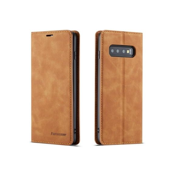 Samsung Galaxy S10 Plus Case, Premium PU Leather Cover TPU Bumper with Card Holder Kickstand Hidden Magnetic Shockproof Flip Wallet Case for Galaxy S10 Plus / S10+ 6.4 inch