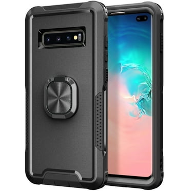 Samsung Galaxy S10 /S10 Plus Case, Dteck Hybrid Rugged Shockproof Case with Ring Holder Kickstand, Compatible with Magnet Car Mount, Support Wireless Charging For Samsung Galaxy S10 Plus, Black