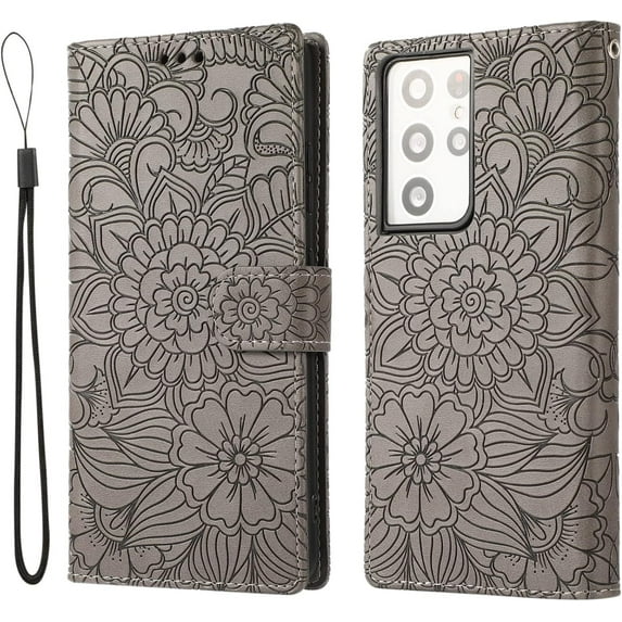 for Samsung Galaxy S10 S9 S8 Plus E Case, Versatile Unique Printed Leather Phone case, Card Slots Wallet Skin-Friendly Protector Cover Bumper(Light Grey,S10 E)