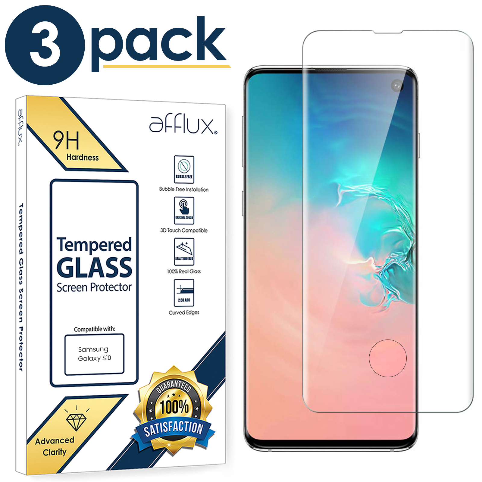 Samsung Galaxy S10 Screen Protector 3Pack Premium HD Clear Tempered