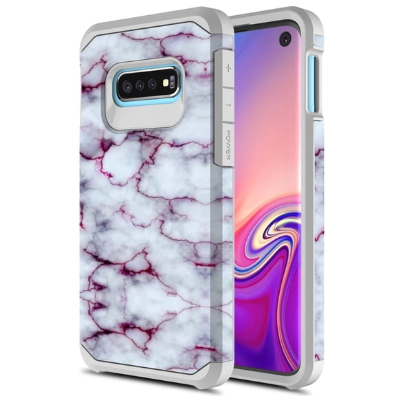 Samsung Galaxy S10e Case, Rosebono Slim Hybrid Shockproof Hard Cover Graphic Fashion Colorful Skin Cover Armor Case For Samsung Galaxy S10e (Purple Marble)