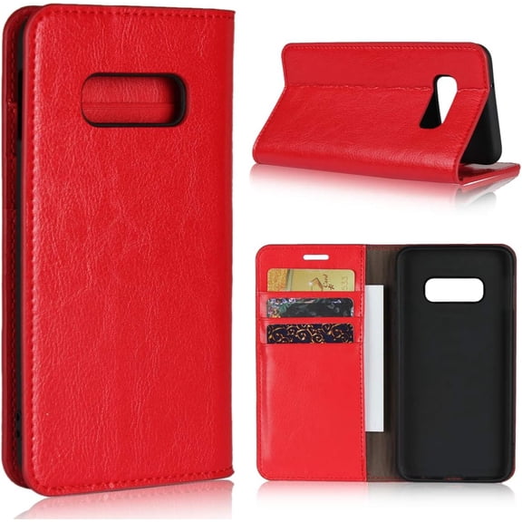 Samsung Galaxy S10e/S10 Lite Wallet Case, Premium Leather Folio Flip Case Cover Book Design with Kickstand Feature with Card Slots/Cash Compartment for Samsung Galaxy S10e/S10 Lite - Red