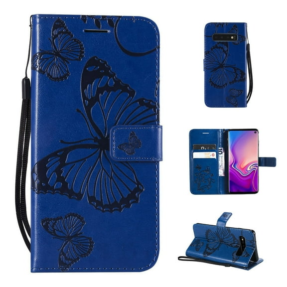 Samsung Galaxy S10e Wallet Case, Dteck Embossed Butterfly Flip PU Leather Folio Stand Case Cover Built-in Card Slots & Money Pocket, with wrist Strap, For Samsung Galaxy S10e 5.8 inch, Blue