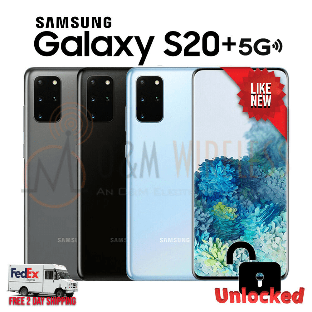 Samsung Galaxy S20+ 5G Unlocked, Like New, Gray Blue Black Purple