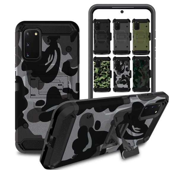 Samsung Galaxy S20 6.2" 2020 SM-G980 SM-G980F SM-G980F/DS Military Printed Rugged Heavy Duty Case with Kickstand - Military Gray(Without Holster)