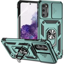 for Samsung Galaxy S20 Case with Camera Lens Cover Screen Protector, Dual Layer Military-Grade Drop Tested Magnetic Ring Holder Kickstand Protective Phone Case for Samsung Galaxy S20 5G (Dark Green)