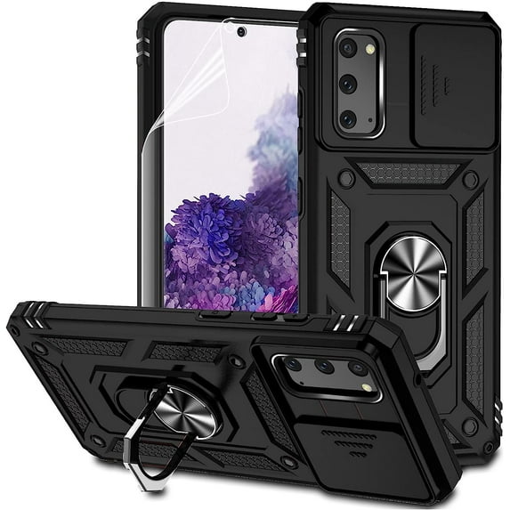for Samsung Galaxy S20 Case, Dual Layer Military-Grade Drop Tested Magnetic Ring Holder Kickstand Protective Phone Case for Samsung Galaxy S20 5G (Black)