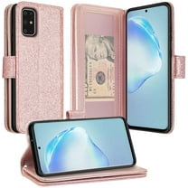 Samsung Galaxy S20 Case Flip Holster Pouch Cover [Kickstand] for Girls Women Wallet for Samsung Galaxy S20 - Glitter Rose Gold