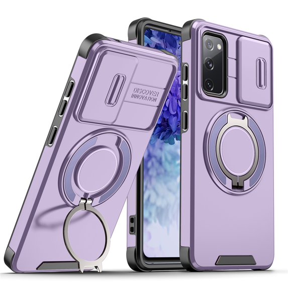for Samsung Galaxy S20 FE 2022/S20 FE 5G/S20 FE Case, Military Grade Shockproof Bumper Rugged Rotating Stand Ring Holder Anti-Scratch Magnetic Cover Compatible with Car Mount Case,Purple