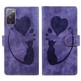 thumbnail image 1 of For Samsung Galaxy S20 FE 5G 6.5" Cat Patterned Embossed Strong Magnetic Attachment/Closure, Card Slots/Pocket, PU Leather Flip Wallet Case ﻿,Purple,For Galaxy S20 FE 5G, 1 of 8