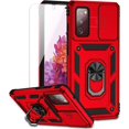 thumbnail image 1 of for Samsung Galaxy S20 FE 5G Case with Camera Lens Cover HD Screen Protector, -Grade Drop Tested  Ring Holder Kickstand Protective Phone Case for Samsung Galaxy S20 FE 5G (Red), 1 of 17