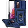 thumbnail image 1 of for Samsung Galaxy S20 FE 5G Case with Camera Lens Cover HD Screen Protector, Military-Grade Drop Tested Magnetic Ring Holder Kickstand Protective Phone Case for Samsung Galaxy S20 FE 5G (Navy Blue), 1 of 9