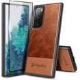 thumbnail image 1 of For Samsung Galaxy S20 FE 5G with Tempered Glass Screen Protector (Full Coverage), Nagebee Premium Cowhide Leather Hybrid Defender Protective Shockproof Rugged Durable Case -Brown, 1 of 7