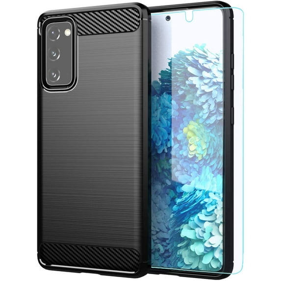 Samsung Galaxy S20 FE 5G case,with HD Screen Protector, Soft TPU Slim Fashion Non-Slip Protective Phone Case Cover for Samsung Galaxy S20 FE(Fan Edition)(Black Brushed TPU)