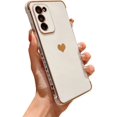 thumbnail image 1 of Samsung Galaxy S20 FE 5g Phone Case,Luxury Gold Plating Cute Love Heart Side Small Pattern Phone Case for Women,Camera Protection Soft Silicone Shockproof Bumper Cover (White), 1 of 10