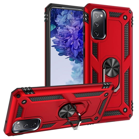 Samsung Galaxy S20 FE Case with 360 Rotating Ring Holder, Dteck Hybrid Rugged Shockproof Case Compatible Magnetic Car Mount Ring Grip Kickstand Cover for Samsung Galaxy S20 Fan Edition 5G, Red