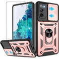 thumbnail image 1 of Samsung Galaxy S20 FE Case(4G/5G),Galaxy S20 Fan Edition/S20 Lite with HD Screen Protector with Slide Camera Cover, 360° Rotation Ring Kickstand [Military Grade] Case for Samsung S20 FE Rose Gold, 1 of 14