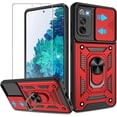 thumbnail image 1 of Samsung Galaxy S20 FE Case(4G/5G),Galaxy S20 Fan Edition/S20 Lite with HD Screen Protector with Slide Camera Cover, 360° Rotation Ring Kickstand [Military Grade] Case for Samsung S20 FE Red, 1 of 14
