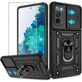 thumbnail image 1 of Samsung Galaxy S20 FE Case(4G/5G),Galaxy S20 Fan Edition/S20 Lite with HD Screen Protector with Slide Camera Cover, 360° Rotation Ring Kickstand [Military Grade] Case for Samsung S20 FE Black, 1 of 7