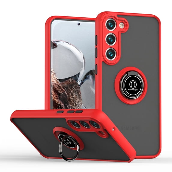 for Samsung Galaxy S20 FE Case, Hybrid Matte Back Case Magnetic For Car Mount with 360° Rotatable Ring Holder Kickstand Shockproof Protective Phone Cover For Samsung Galaxy S20 FE,
Red