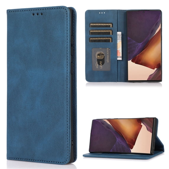 for Samsung Galaxy S20 FE Case, PU Leather Case, Vintage Wallet Case Book Folding Flip Case with Kickstand Card Holders Slots Magnetic Closure Protective Cover for Samsung Galaxy S20 FE, Blue
