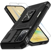 for Samsung Galaxy S20 FE Case with Slide Camera Cover Screen Protector (1 Pack), Rotated Ring Kickstand Military Grade Shockproof Protective Cover-Black