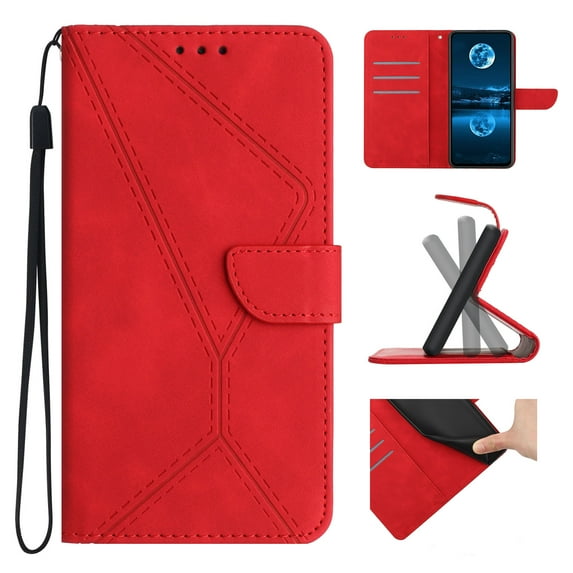 for Samsung Galaxy S20 FE Case, Wallet Card Holder PU Leather Stand Flip Cases Wrist Strap Magnetic Closure Shockproof Protective Cover for Samsung Galaxy S20 FE, Red