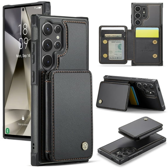 Samsung Galaxy S20 FE Detachable Wallet Case with Card Holder, PU Leather Kickstand Card Slots Case,Double Magnetic Clasp and Durable Shockproof Cover for Samsung S20 FE,Black