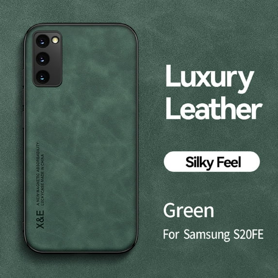 for Samsung Galaxy S20 FE Luxury Leather Case, Magnetic Attraction Inside Shockproof Silky Feel Protective Cover for Samsung Galaxy S20 FE (6.5 Inch),Green