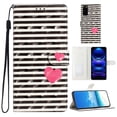 thumbnail image 1 of for Samsung Galaxy S20 FE PU Leather Flip Case, Stylish Wrist Strap Kickstand Magnetic Card Slots Pattern Shockproof Protective Durable Portable Ultra Slim Case for Men Women - Striped Heart, 1 of 7