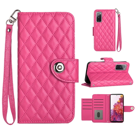 for Samsung Galaxy S20 FE Wallet Case, Elegant Card Holder Cash Slot PU Leather Kickstand Wrist Strap Wallet Shockproof Protective Flip Women Girls Case Cover for Samsung Galaxy S20 FE, Rose