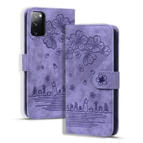 for Samsung Galaxy S20 FE Wallet Case, Flower Embossed Premium PU Leather Flip Protective Purse Cover with Card Slots Cash Holder and Kickstand for Samsung Galaxy S20 FE (6.5 inch),Purple